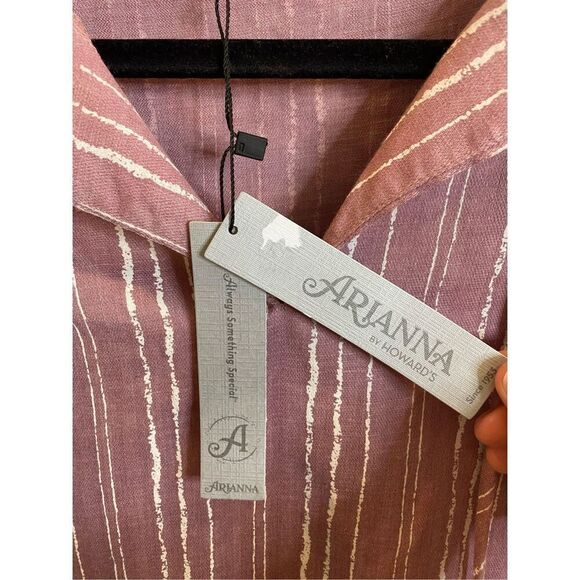 Arianna by Howard’s NWT Pink Mauve White Lines Drop Shoulder Blouse Top Women’s - Picture 3 of 8